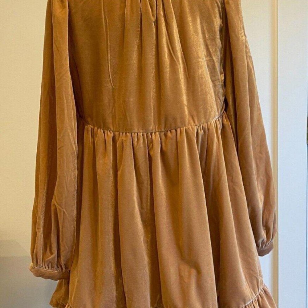 054Free People Dress Estella Babydoll Mini Dress, Pink Petal Velvet Sizes XS & S - Picture 7 of 10